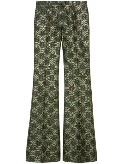 Gucci Gg Art Deco Floral Trousers In Green