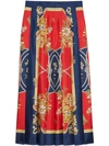 GUCCI SILK SKIRT WITH FLOWERS AND TASSELS PRINT
