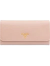 Prada Logo Plaque Continental Wallet In Beige