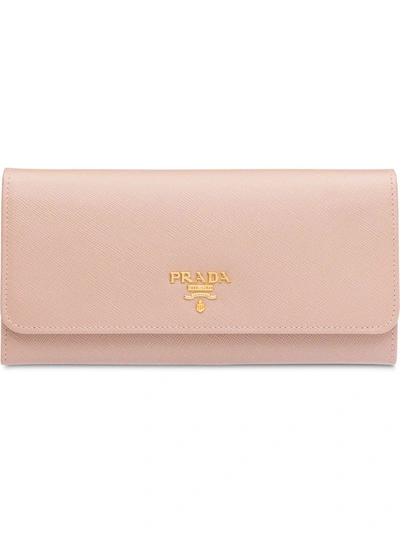 Prada Large Saffiano Leather Wallet - 粉色 In Pink