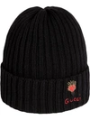 GUCCI WOOL HAT WITH PIERCED HEART