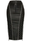MARINE SERRE HIGH WAISTED QUILTED LEATHER MIDI SKIRT