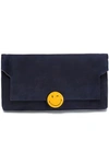 ANYA HINDMARCH ANYA HINDMARCH WOMAN EMBELLISHED SUEDE CLUTCH INDIGO,3074457345619621342