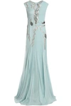 TEMPERLEY LONDON WOMAN EMBELLISHED POINT D'ESPRIT GOWN SKY BLUE,GB 7668287966059927