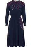 KAIN KAIN WOMAN GELSEY SHIRRED WASHED-CREPE DRESS MIDNIGHT BLUE,3074457345619615865