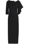 CHALAYAN WOMAN DRAPED WOVEN MAXI DRESS BLACK,GB 7668287966284181