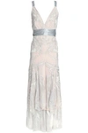 TEMPERLEY LONDON TEMPERLEY LONDON WOMAN EMBROIDERED TULLE MIDI DRESS PASTEL PINK,3074457345619648274