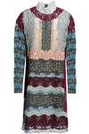 VALENTINO PANELED SILK-BLEND LACE MINI DRESS,3074457345619101546