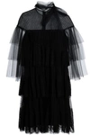 VALENTINO TIERED TULLE, POINT D'ESPRIT AND LACE MINI DRESS,AU 7789028784662243