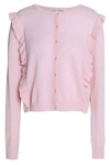 AUTUMN CASHMERE WOMAN RUFFLE-TRIMMED CASHMERE CARDIGAN BABY PINK,AU 7668287966576291