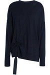 SANDRO WOMAN ASYMMETRIC WOOL AND CASHMERE-BLEND SWEATER NAVY,AU 4146401444331604