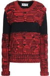 MAISON MARGIELA WOMAN RIBBED AND CABLE-KNIT COTTON SWEATER RED,GB 2243576767683618