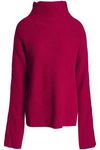 HAIDER ACKERMANN WOMAN RIBBED WOOL AND CASHMERE-BLEND TURTLENECK SWEATER CLARET,GB 1016843419643367