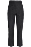 BRUNELLO CUCINELLI WOMAN CROPPED GLITTERED COTTON-BLEND TAPERED PANTS CHARCOAL,GB 4146401443604780