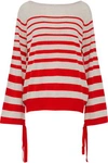 AUTUMN CASHMERE AUTUMN CASHMERE WOMAN TIE-DETAILED STRIPED CASHMERE SWEATER RED,3074457345619629700