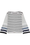 AUTUMN CASHMERE AUTUMN CASHMERE WOMAN STRIPED CASHMERE TOP LIGHT GRAY,3074457345619629388