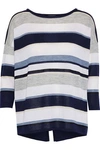 AUTUMN CASHMERE AUTUMN CASHMERE WOMAN SPLIT-BACK STRIPED CASHMERE TOP NAVY,3074457345619631325