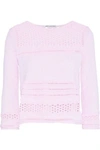 AUTUMN CASHMERE AUTUMN CASHMERE WOMAN OPEN-KNIT COTTON SWEATER BABY PINK,3074457345619631309