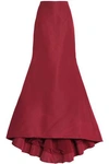 CAROLINA HERRERA WOMAN FLARED SILK-FAILLE MAXI SKIRT CLARET,GB 4146401444435703