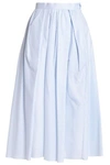 ADAM LIPPES WOMAN PLEATED COTTON-JACQUARD MIDI SKIRT LIGHT BLUE,GB 4146401444539793