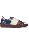 VALENTINO GARAVANI STUDDED PRINTED LEATHER SNEAKERS,3074457345618824330