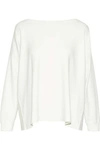 ALICE AND OLIVIA ALICE + OLIVIA WOMAN OLIVIA TIE-BACK STRETCH-KNIT TOP OFF-WHITE,3074457345619636317