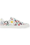 ANYA HINDMARCH WOMAN PRINTED LEATHER SNEAKERS WHITE,GB 9057334113629264