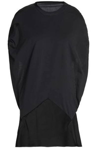 Maison Margiela Woman Open-back Draped Cotton-jersey And Satin-crepe Top Black