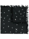 SAINT LAURENT EMBROIDERED FRAYED SCARF
