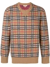 BURBERRY BURBERRY CHECKED SWEATER - BROWN