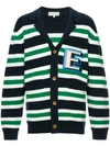 A(LEFRUDE)E A(LEFRUDE)E STRIPED V-NECK CARDIGAN - 蓝色