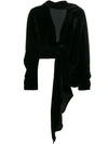 A.W.A.K.E. A.W.A.K.E. V-NECK TIE BLOUSE - BLACK