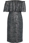 MIKAEL AGHAL OFF-THE-SHOULDER METALLIC GUIPURE LACE DRESS,3074457345619651188