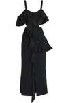 PROENZA SCHOULER CUTOUT RUFFLED CREPE MIDI DRESS,3074457345619595307