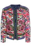 RAOUL RAOUL WOMAN EMBROIDERED FLORAL-PRINT WOVEN JACKET MULTICOLOR,3074457345619681665