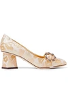 DOLCE & GABBANA DOLCE & GABBANA WOMAN EMBELLISHED BROCADE PUMPS GOLD,3074457345619649690