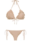 Amir Slama Ruched Bikini Set In Neutrals