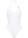 AMIR SLAMA AMIR SLAMA SWIMSUIT WITH METALLIC DETAILS - 白色