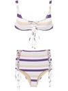 Amir Slama Striped Bikini Set In Pink