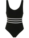 AMIR SLAMA AMIR SLAMA SWIMSUIT WITH STRIPE DETAILS - 黑色