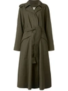 HOLLAND & HOLLAND HOLLAND & HOLLAND BELTED MIDI TRENCH COAT - GREEN