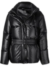 BACON BACON BELTED PUFFER JACKET - BLACK