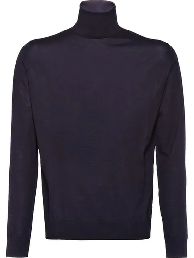 Prada Wool Turtleneck Sweater In Blue