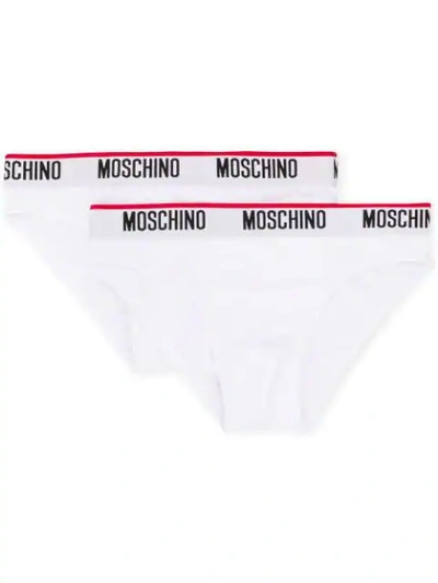 Moschino 2 Pack Logo Briefs - 白色 In White
