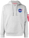 Alpha Industries Mens Grey Space Shuttle Graphic-print Cotton-blend Jersey Hoody L In Grey