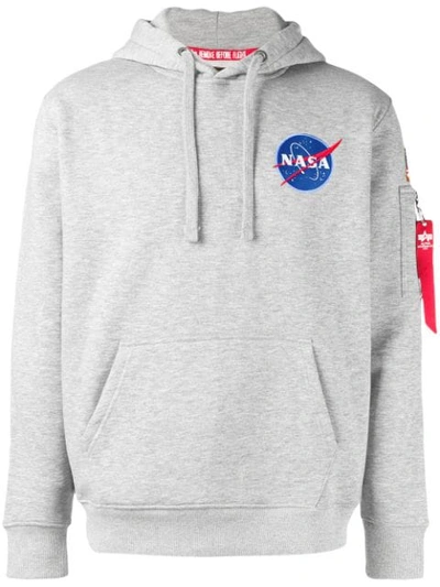 Alpha Industries Mens Grey Space Shuttle Graphic-print Cotton-blend Jersey Hoody L