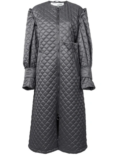 Off-white Quilted Tech Puff-sleeve Coat In Grey