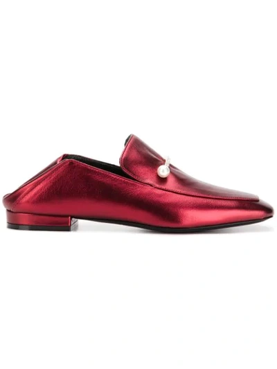 Coliac Pearl Embellished Loafers - 红色 In Red