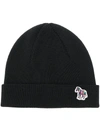 Ps By Paul Smith Zebra Motif Beanie In Black