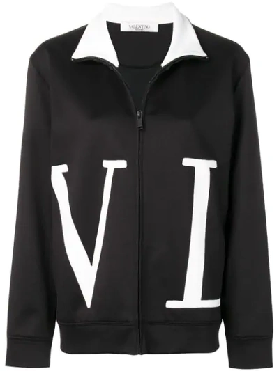 Valentino Vltn Zip-up Sweatshirt In Black